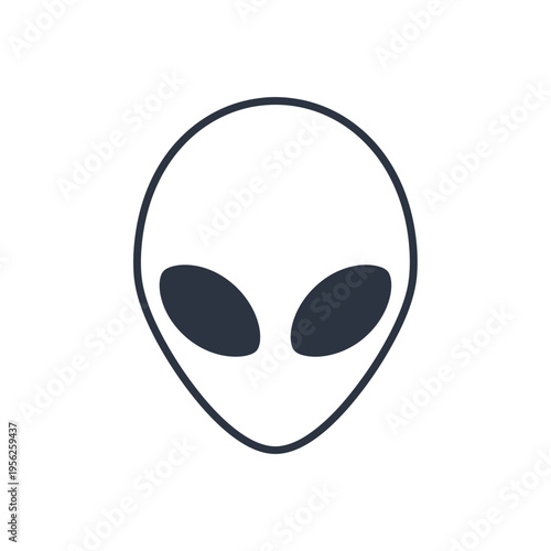 Minimalist Alien Head Icon, Extraterrestrial Face Symbol, Sci-Fi Concept