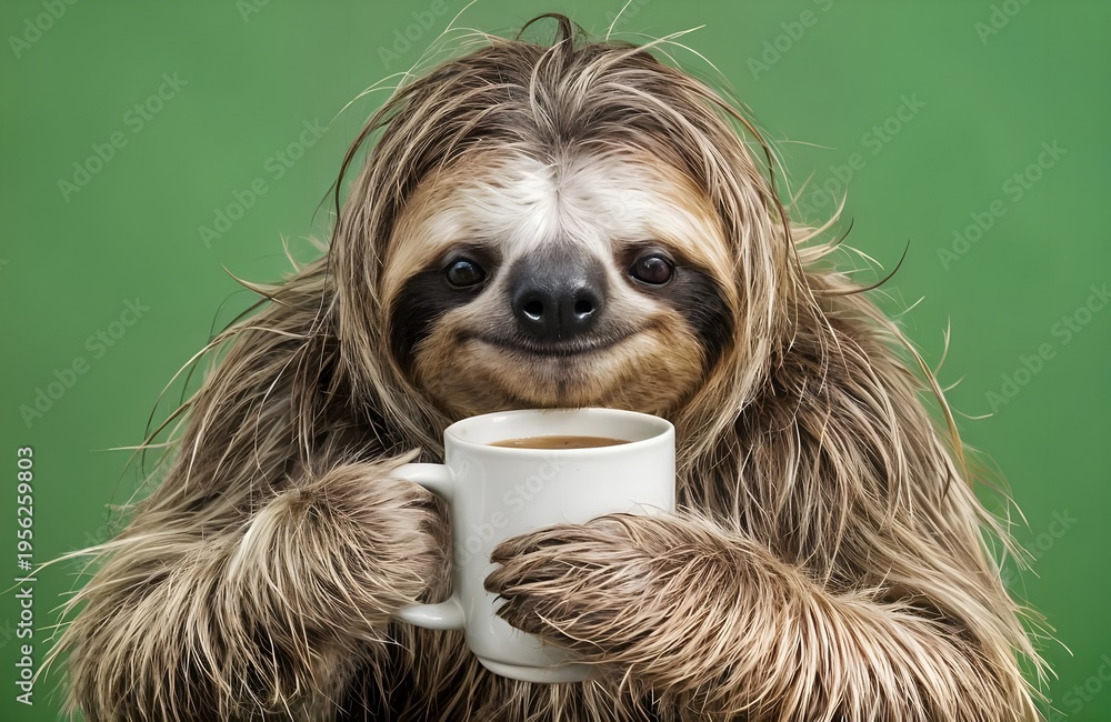 Fototapeta premium Sloth with coffee