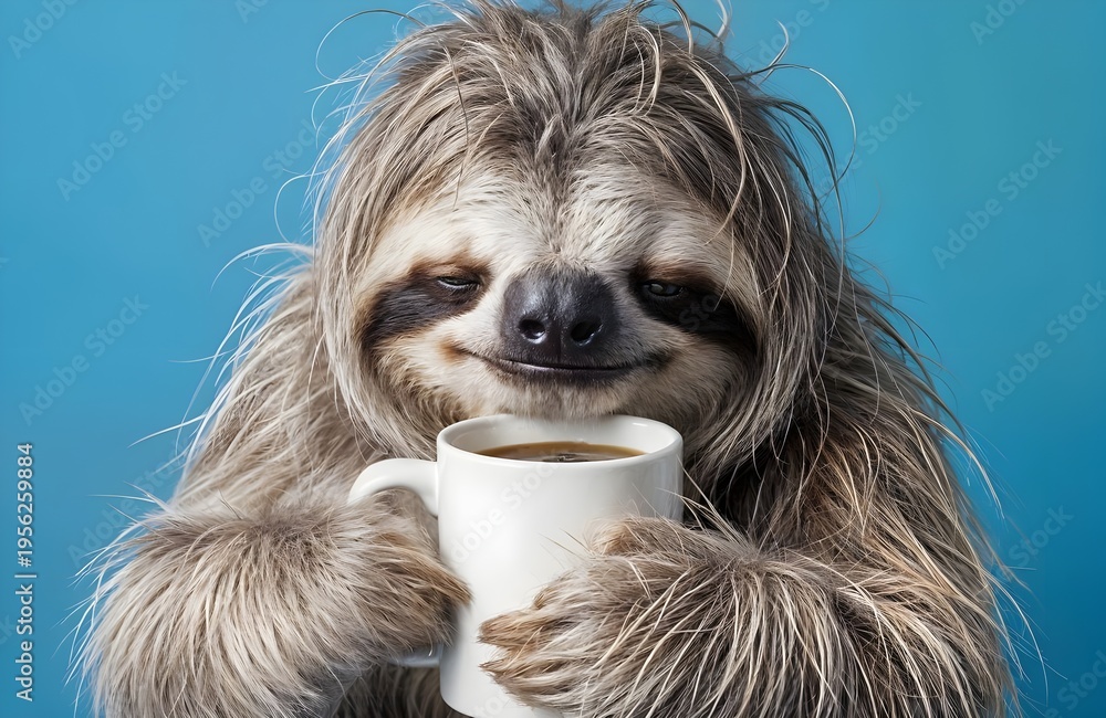 Fototapeta premium Tired sloth in the morning