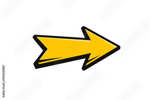 A large yellow arrow pointing to the right on a white background, indicating direction or movement.