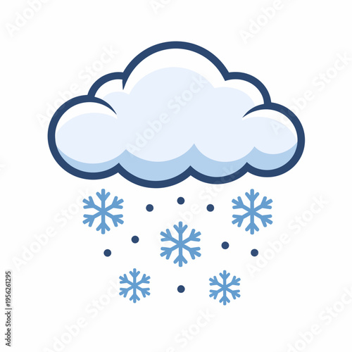 Snowfall weather icon with cloud and snowflakes, winter precipitation symbol