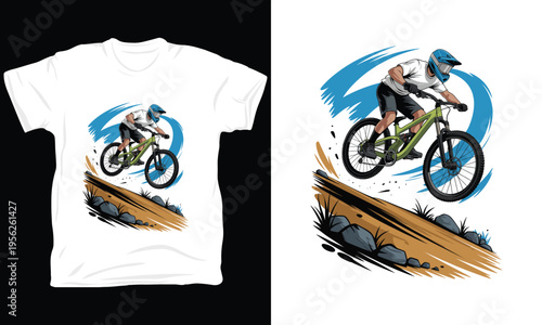 Mountain biker vector illustration design, extreme sports graphic for t-shirt and poster