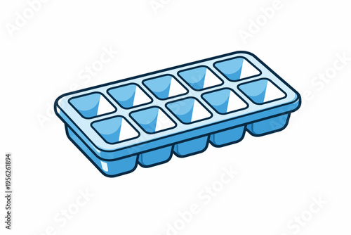 Ice cube tray with nine square compartments on white background