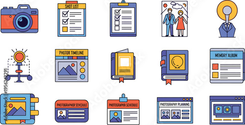 Photography and Memory Album Planning Icon Set