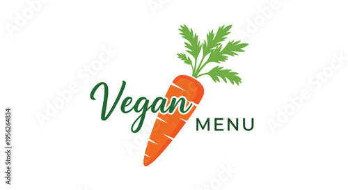 Modern logo design for a Vegan Menu featuring a bright orange carrot with green leaves and stylish green typography.