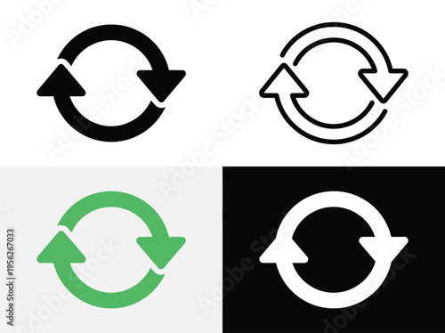 Refresh Arrows Icon Set Isolated on White Background