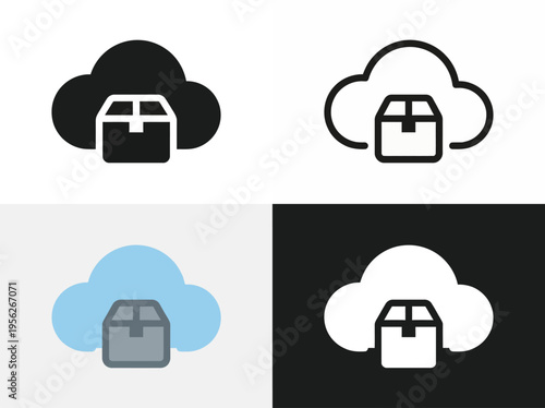 Cloud Storage Box Icon Set