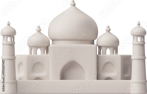3D icon of the Taj Mahal, the iconic mausoleum and symbol of love in Agra, India.