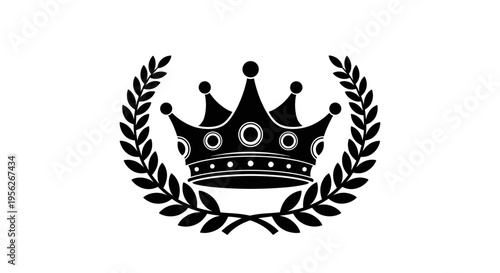 Royal crown emblem with laurel wreath, symbolizing victory and prestige