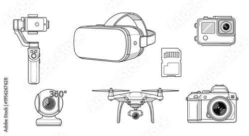 Collection of modern digital recording and imaging devices for content creation
