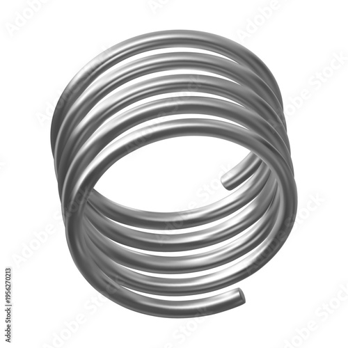 Metal spring, 3D vector realistic compressed silver coil, flexible spiral metal wire three-dimensional view, steel coil