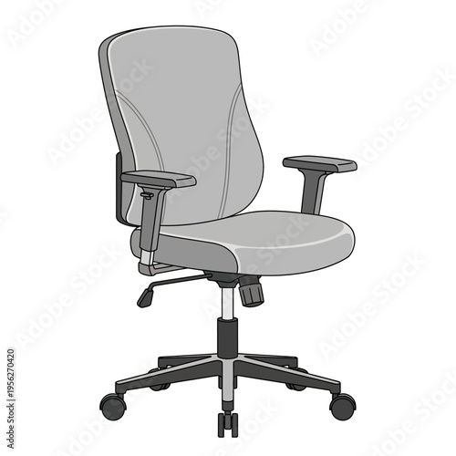 Modern ergonomic office chair with adjustable armrests and lumbar support, ideal for comfortable work setup