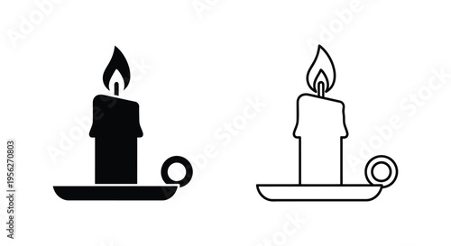 Burning Candle Icon Set Vector Illustration