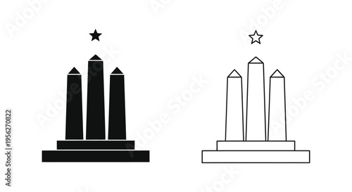 Achievement Award Obelisk Icon Vector Set