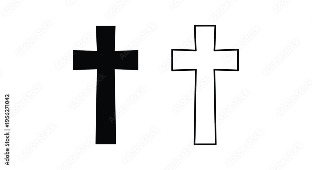 Fototapeta premium Black and White Cross Icon Set Vector