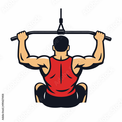 Man doing pull-ups exercise with bar in gym for strength training and fitness with a strong back and arms