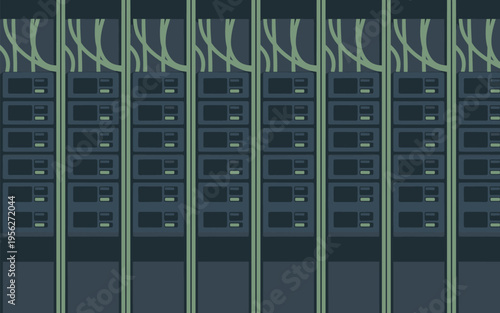Server Room Data Center Vector Illustration Coloring Page for Creative