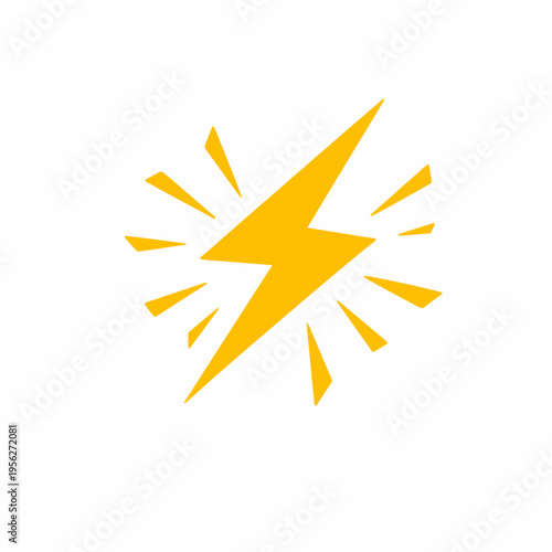 Free Download Vibrant Yellow Lightning Bolt Icon with Explosive Energy Effect on White Background for Graphic Design and Digital Media Use - GFXLoad