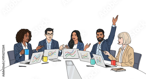 Diverse Young Professionals Brainstorming Around Table