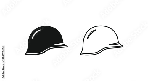 Military Helmet Icon Set Vector