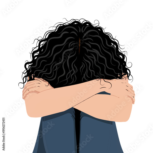 Woman emotional healing after loss depression anxiety loneliness recovery support wellness , Vector and PNG -Generative AI