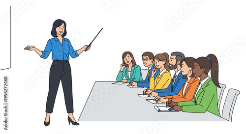 Professional Woman Delivering Enthusiastic Corporate Presentation