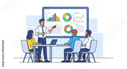 Young Professional Giving Business Presentation to Colleagues