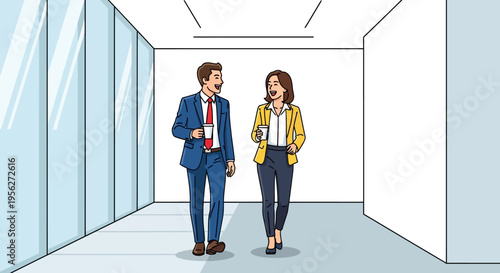 Business Colleagues Laughing During Office Coffee Break