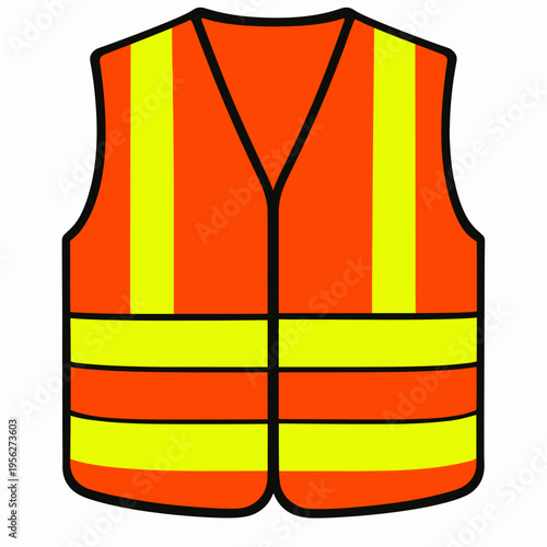 High Visibility Orange Safety Vest with Yellow Reflective Strips for Construction and Road Work