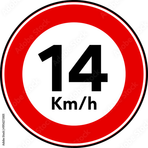 Speed Limit 14 kmh Traffic Sign Vector