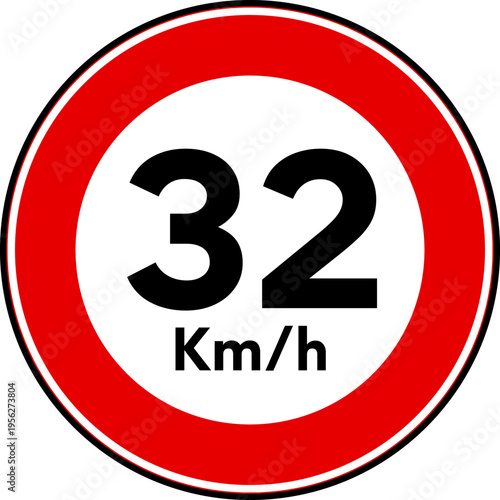Speed Limit 32 kmh Traffic Sign Vector