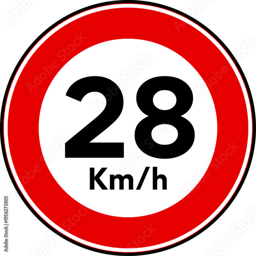 Speed Limit 28 kmh Traffic Sign Vector