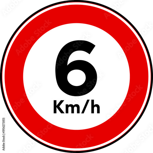 Speed Limit 6 kmh Traffic Sign Vector