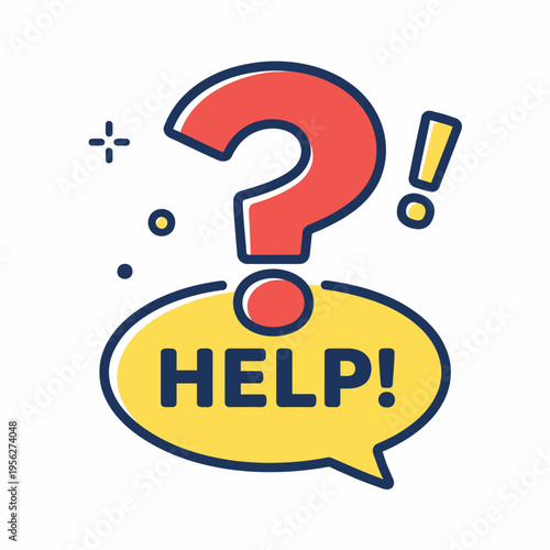 Confused person seeking assistance with a question mark and speech bubble
