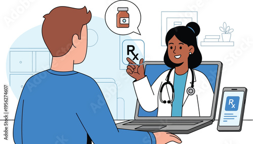 Patient Consults Doctor Online Telemedicine Service