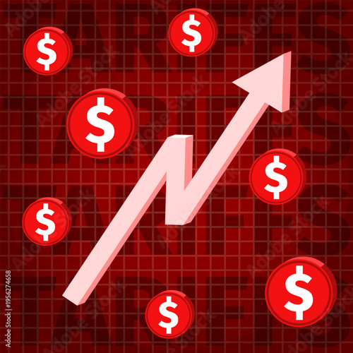 Increasing import tariffs. Concept of tariff increases, economics, and trade. Flat dark style.