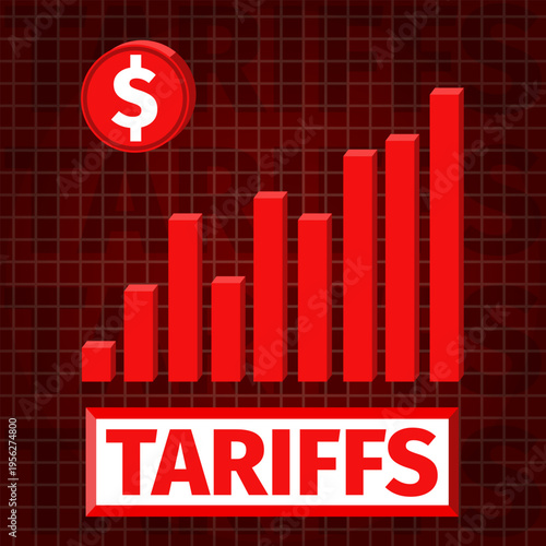 Increasing import tariffs. Concept of tariff increases, economics, and trade. Flat dark style.