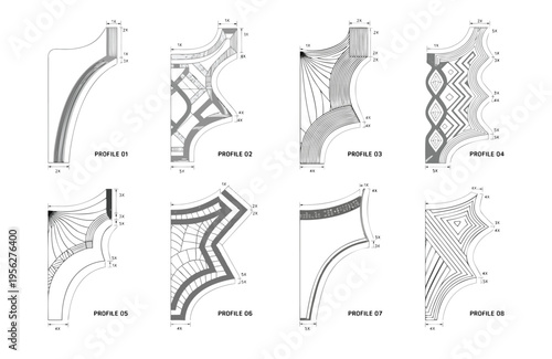 Foto Collection of various architectural molding and trim designs