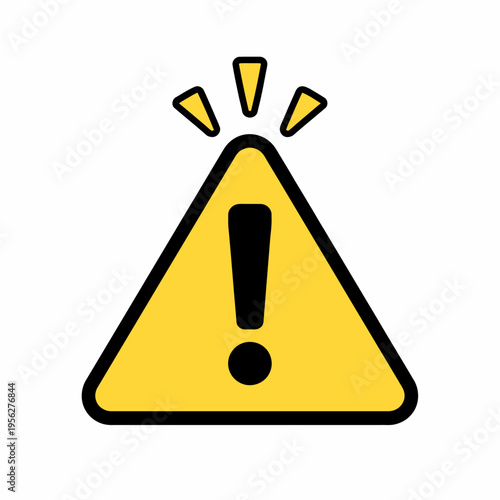 Warning sign with exclamation mark on yellow background