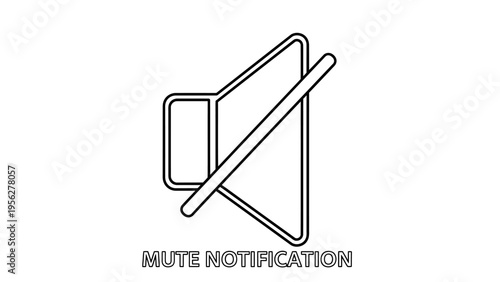 Minimalist line art icon indicating a muted speaker, representing the absence of sound or disabled audio notifications across various digital user interfaces and applications