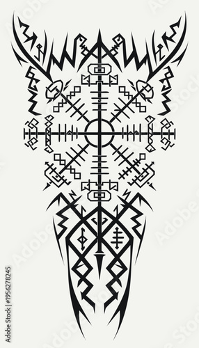 Ancient tribal symbol featuring intricate designs used for cultural expression and storytelling in traditional societies Generative AI