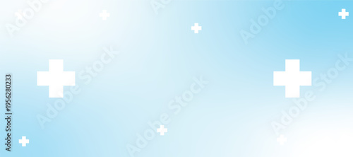 Abstract white medical sign pattern with medicine and science concept background. Geometric medical cross horizontal banner.