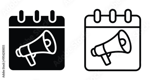 Megaphone Calendar Icons Vector Illustration