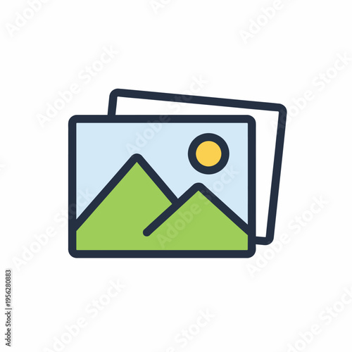 Two overlapping photos with mountain landscape and sun