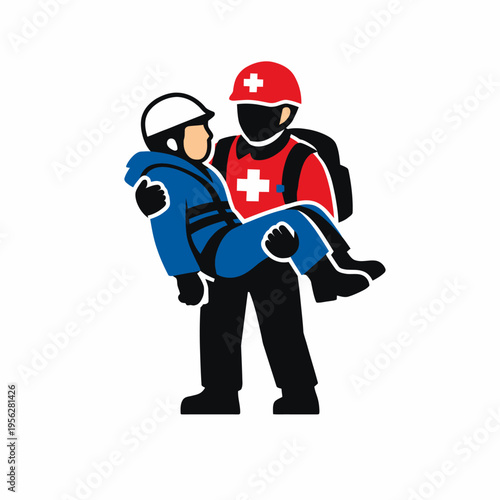 Emergency Response: First Responder Carrying Injured Person to Safety with Care and Urgency in Medical Emergency Situation