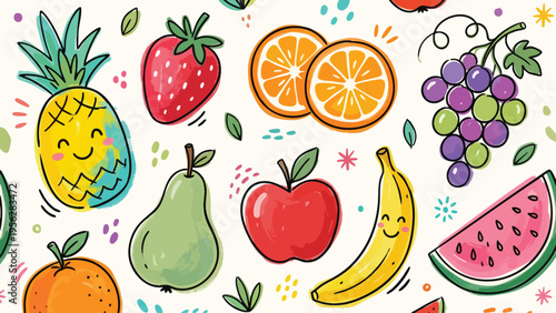 Cute Fruit Pattern Seamless Background for Kids Products & Packaging Design