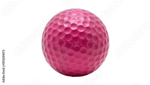 Obraz na płótnie Isolated vibrant pink golf ball showing detailed dimple pattern for athletic spo