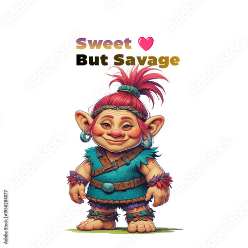 Cute Fantasy Troll Character Cartoon with Colorful Style