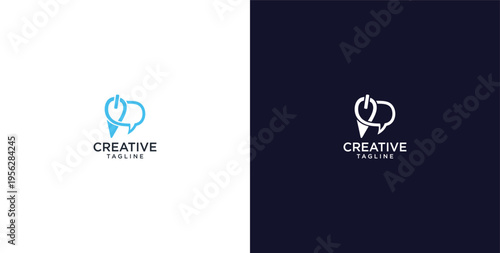pen and speech bubble logo design, consulting, finance and business logo