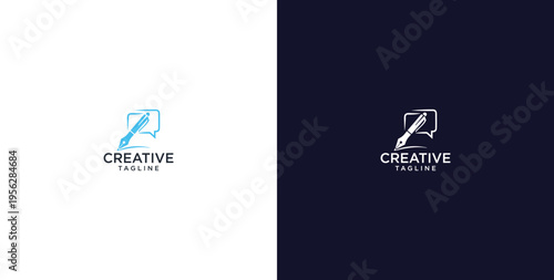 pen and speech bubble logo design, consulting, finance and business logo